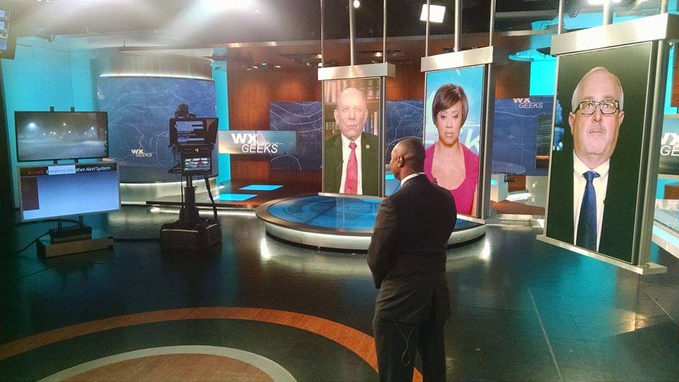 Dr. Marshall Shepherd, on the set of his of his Sunday afternoon show Weather Geeks (WxGeeks) at the Weather Channel’s Atlanta headquarters 