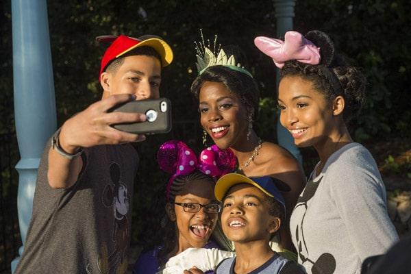 (L-R) Actors Marcus Scribner, Marsai Martin, Miles Brown and Yara Shahidi, from the cast of the ABC series 