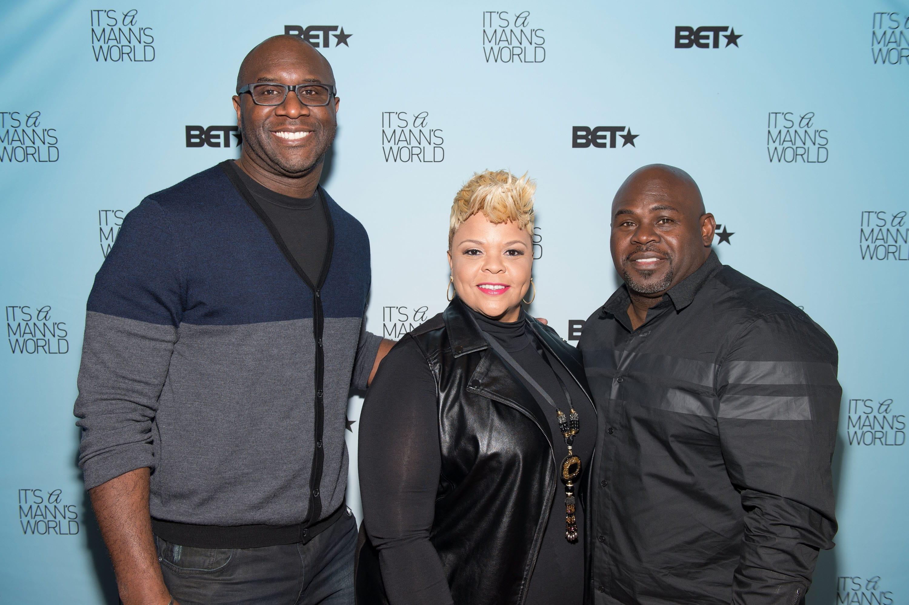 ATLANTA, GEORGIA - FEBRUARY 16: Executive Producer Roger M. Bobb, singer and actress Tamela Mann, and actor David Mann attend 'It's a Mann's World' season two luncheon screening at TRACE at the W on February 16, 2016 in Atlanta, Georgia. (Photo by Marcus Ingram/BET/Getty Images for BET)